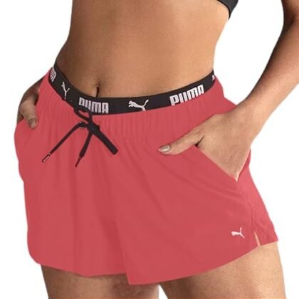 Short Puma Board Bolso Secagem Rápida Cordão Ajustável Feminino Adulto, 1 - Neon Red, GG